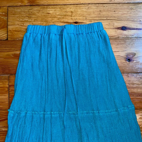Vintage Cottagecore Teal Flowy Maxi Skirt - Picture 3 of 4